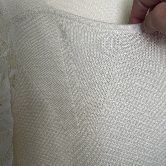 Anthropologie Ivory Lace Sleeve Sweater - Picture 10 of 11